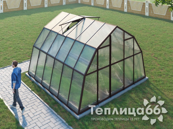 Теплица Рада Каспий из поликарбоната, 4х4 метра, коричневая